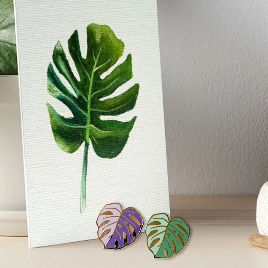 "Purple Monstera Leaf" Lapel Pin