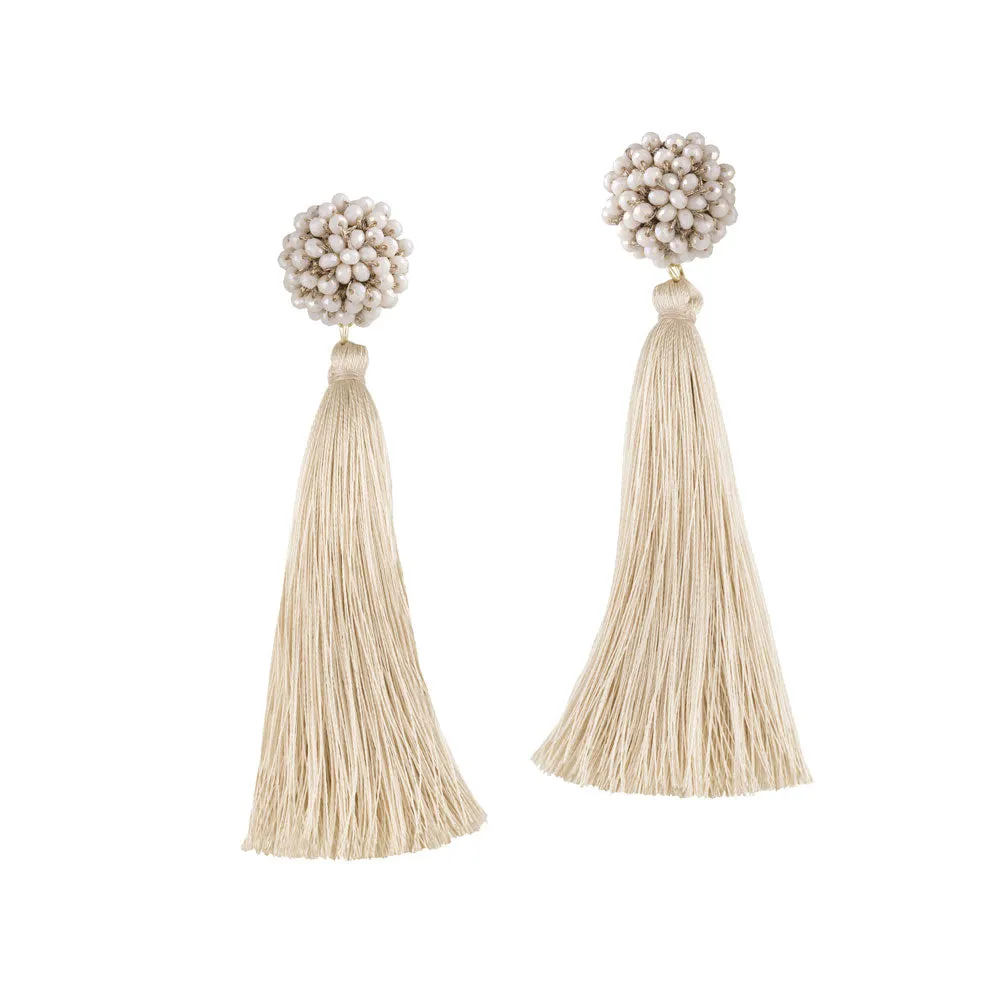 "Time to Bloom" Handcrafted Crochet Faceted Beaded Crystal Tassel Earrings