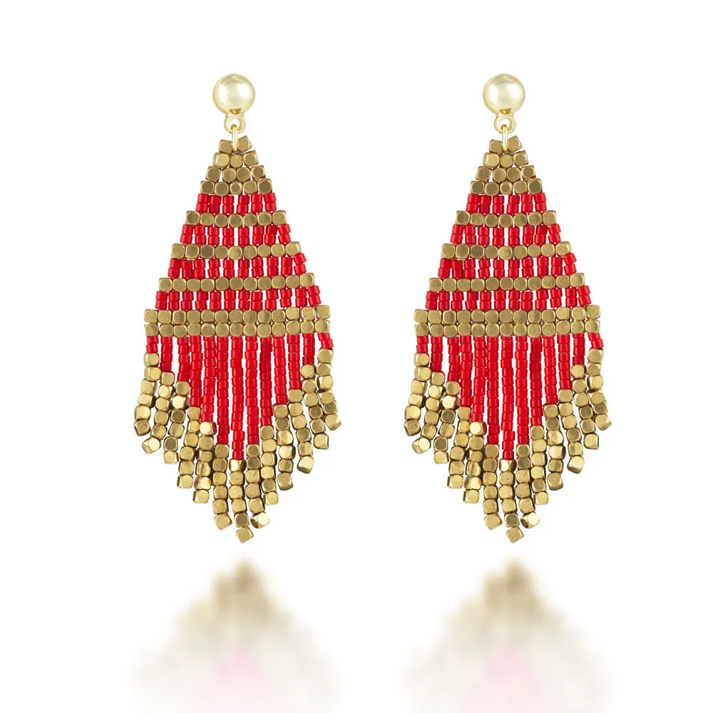 "Trillian" Handcrafted Woven Beaded Drop Earrings