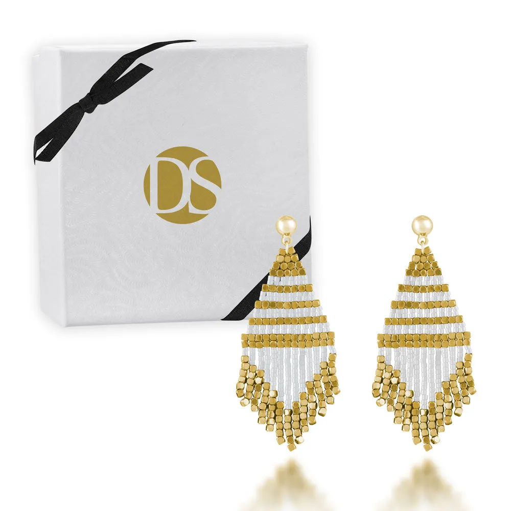 "Trillian" Handcrafted Woven Beaded Drop Earrings