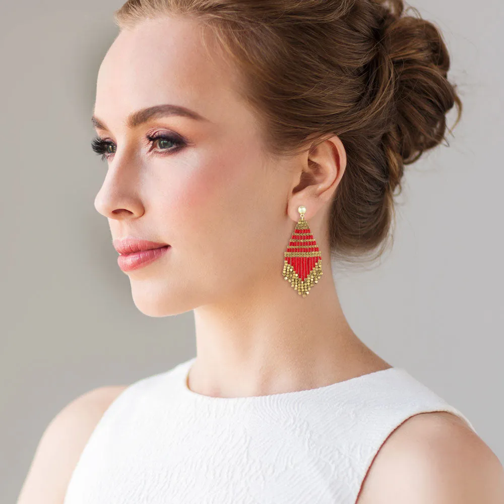 "Trillian" Handcrafted Woven Beaded Drop Earrings