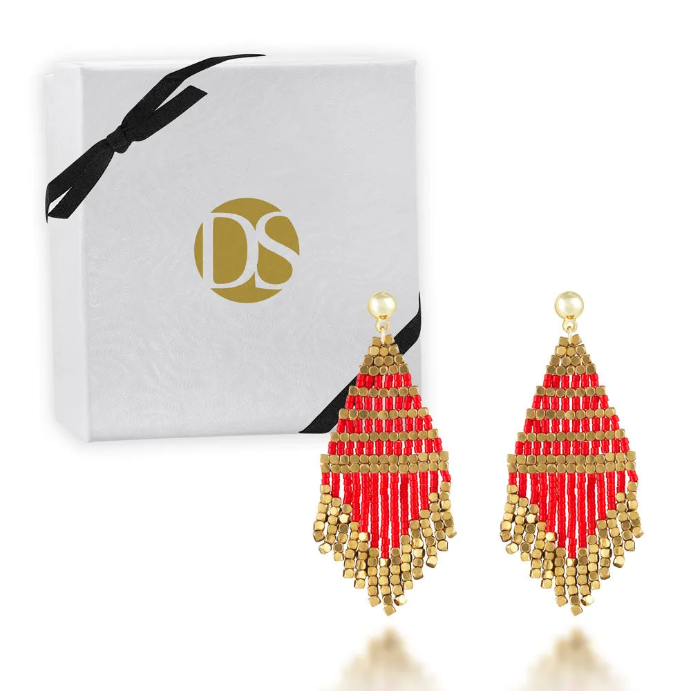 "Trillian" Handcrafted Woven Beaded Drop Earrings
