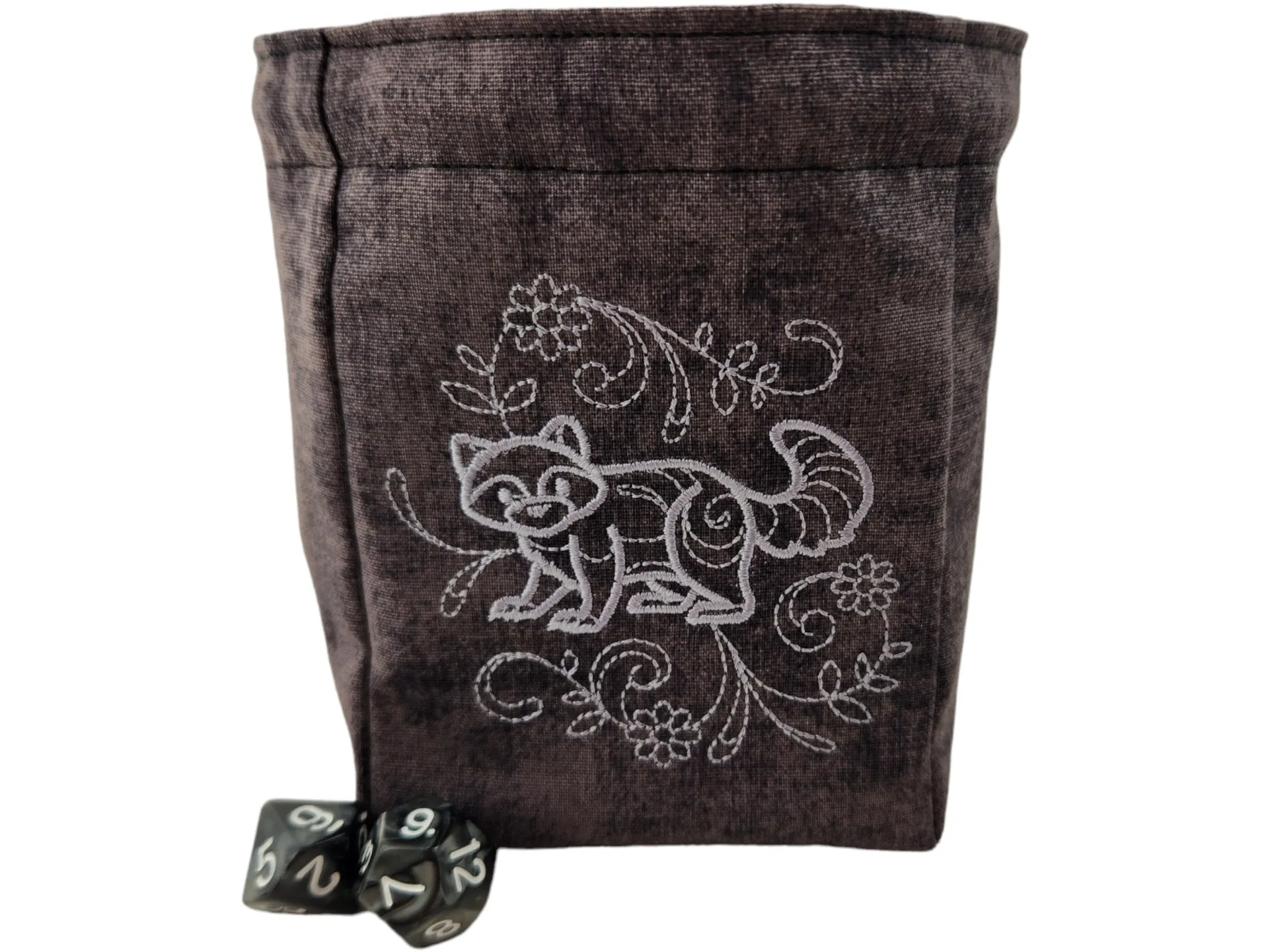 Raccoon and Flower Dice Bag