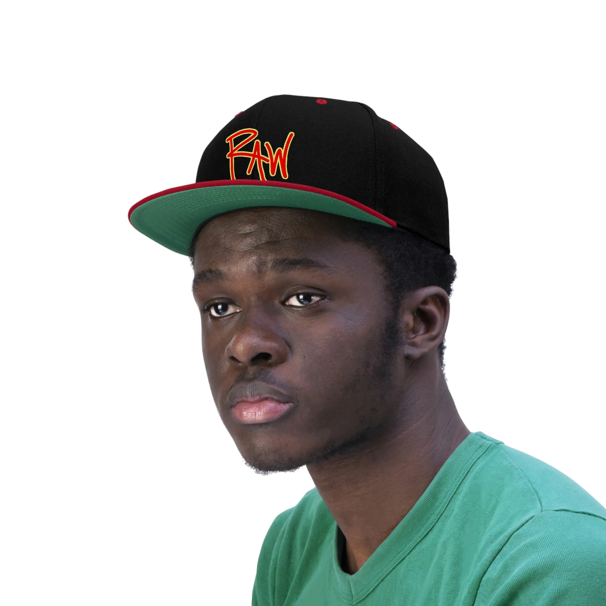 Raw Sushi "RAW" Flat Bill Hat blk/red/volt