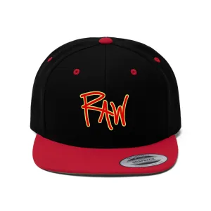 Raw Sushi "RAW" Flat Bill Hat blk/red/volt