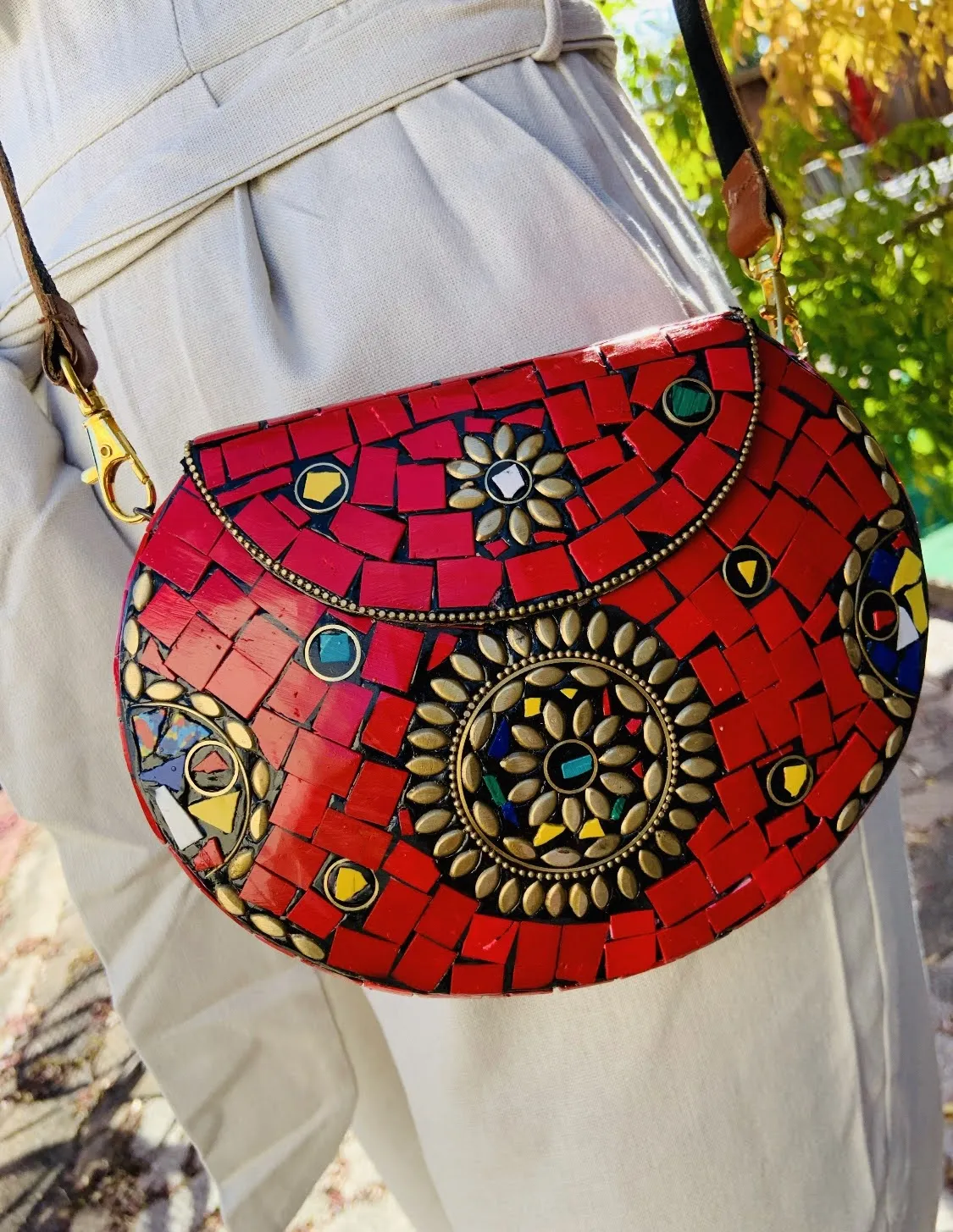 Red Mosaic Box Bag