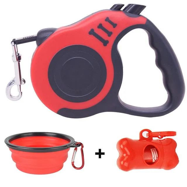Retractable Dog Leash w/ Waste Bag Dispenser and Bags   Dog Bowl