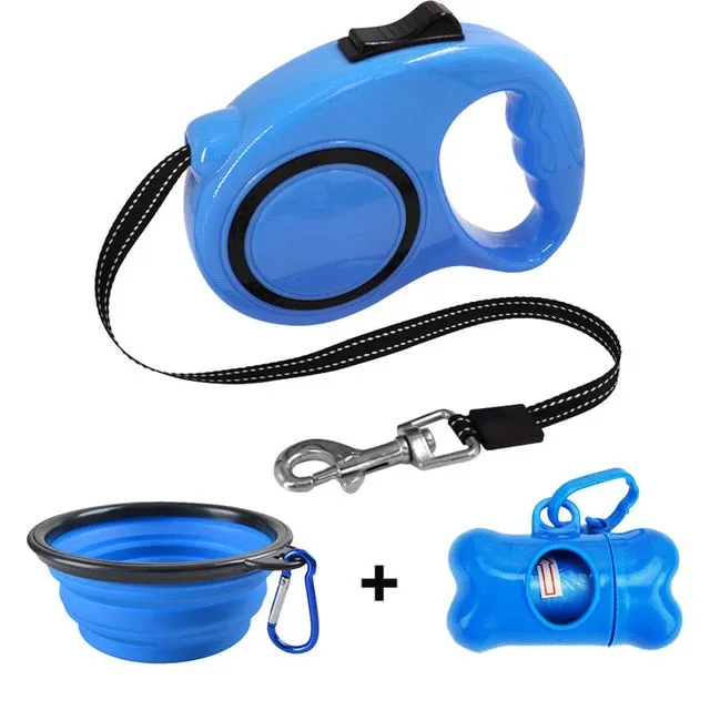 Retractable Dog Leash w/ Waste Bag Dispenser and Bags   Dog Bowl