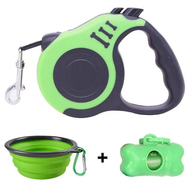 Retractable Dog Leash w/ Waste Bag Dispenser and Bags   Dog Bowl