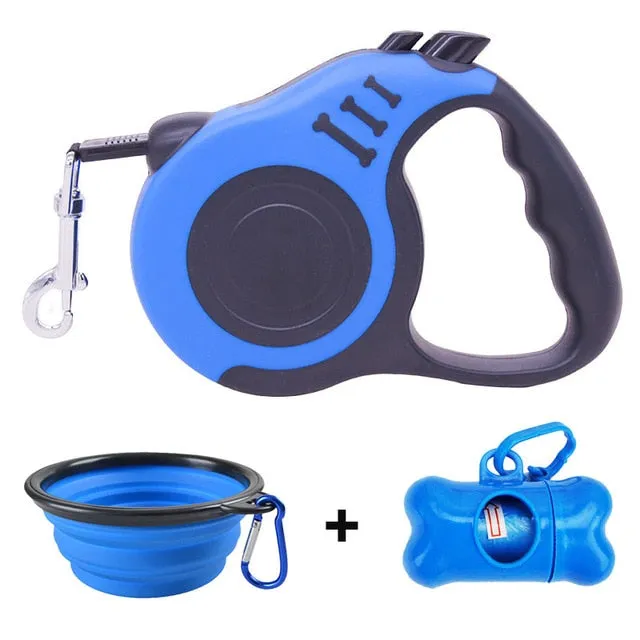 Retractable Dog Leash w/ Waste Bag Dispenser and Bags   Dog Bowl
