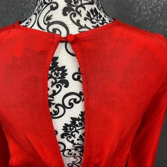 Revolve Winter Muse JASMINE Mini Dress lantern sleeve hot red dress. Valentines