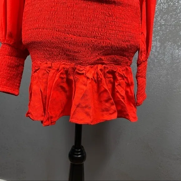 Revolve Winter Muse JASMINE Mini Dress lantern sleeve hot red dress. Valentines