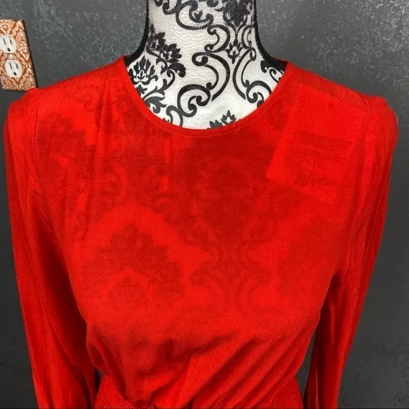 Revolve Winter Muse JASMINE Mini Dress lantern sleeve hot red dress. Valentines