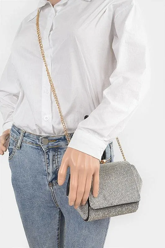 Rhinestone Wrist Band Flap Clutch