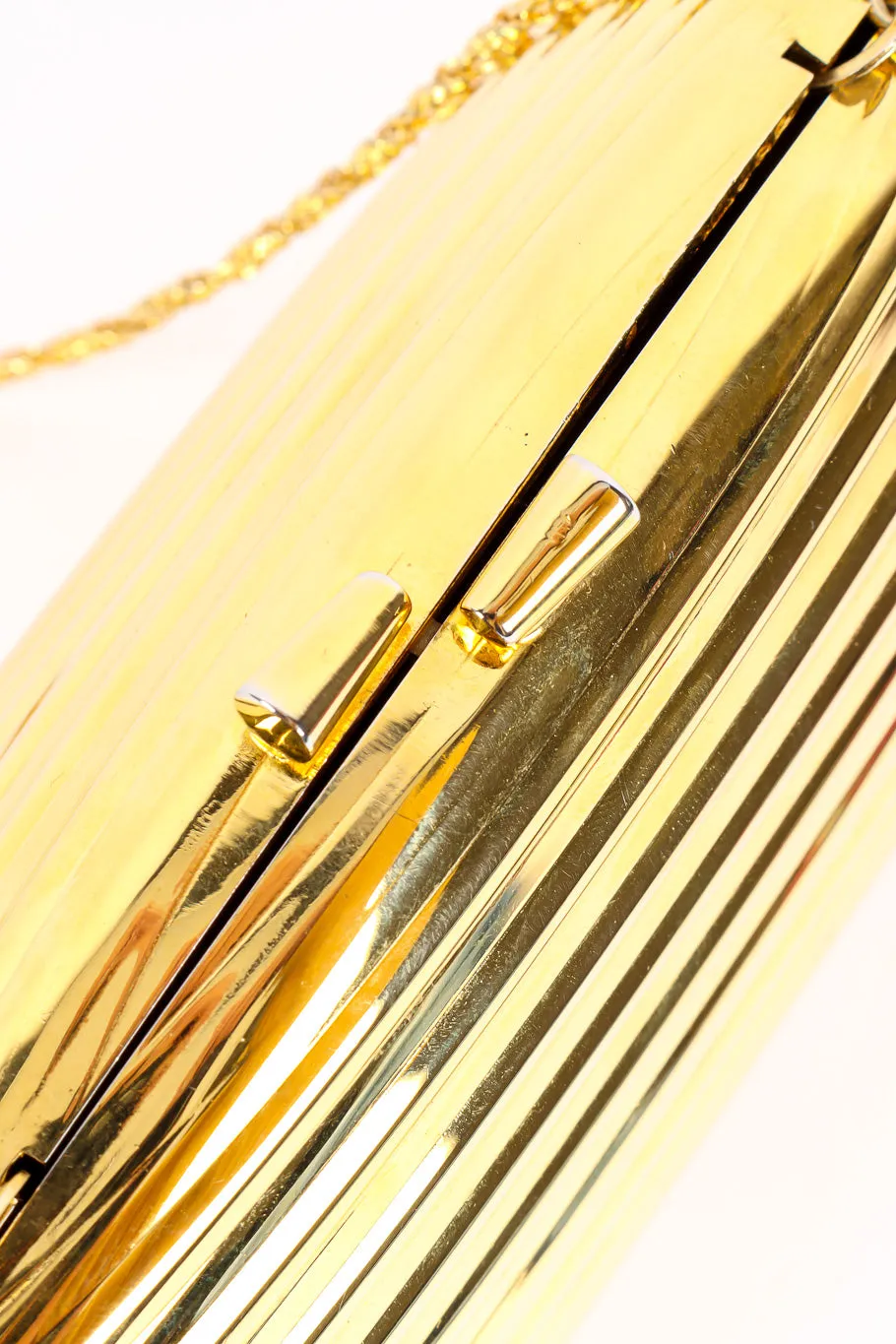 Ribbed Metal Shoulder Clutch