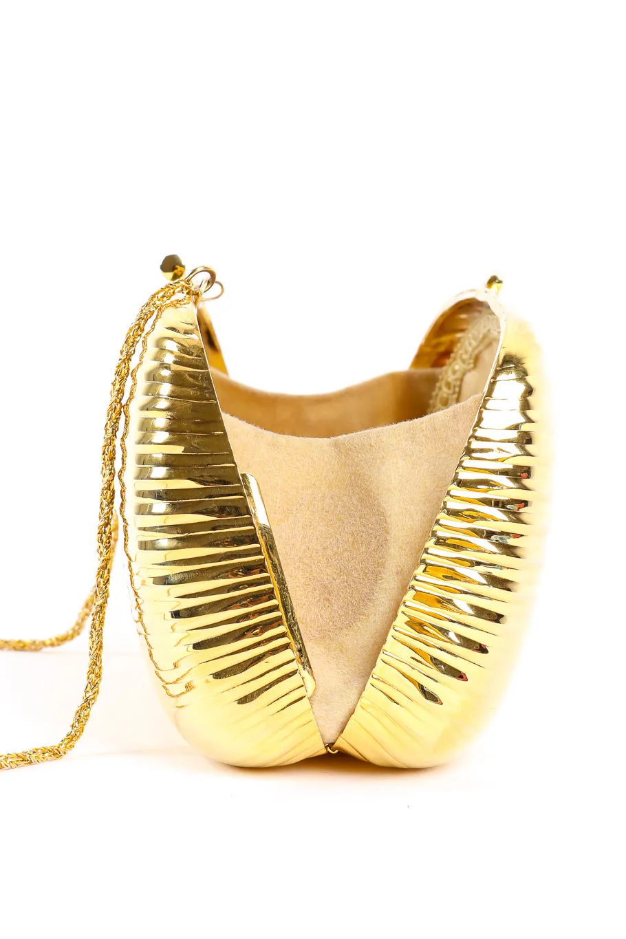 Ribbed Metal Shoulder Clutch