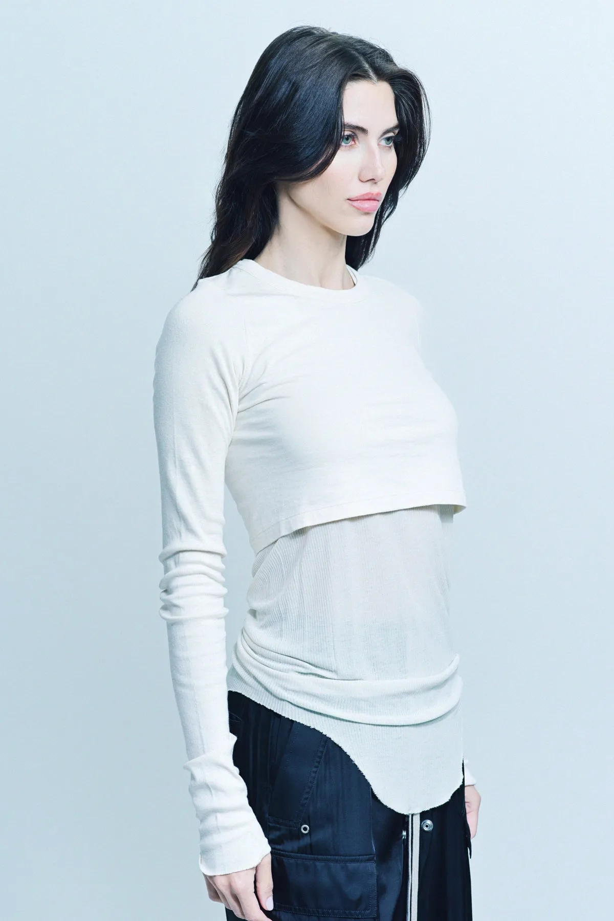 RICK OWENS | CROP LONG SLEEVE TEE