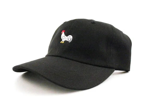 ROOSTER Unconstructed Baseball Adjustable Dad Hat (Black)