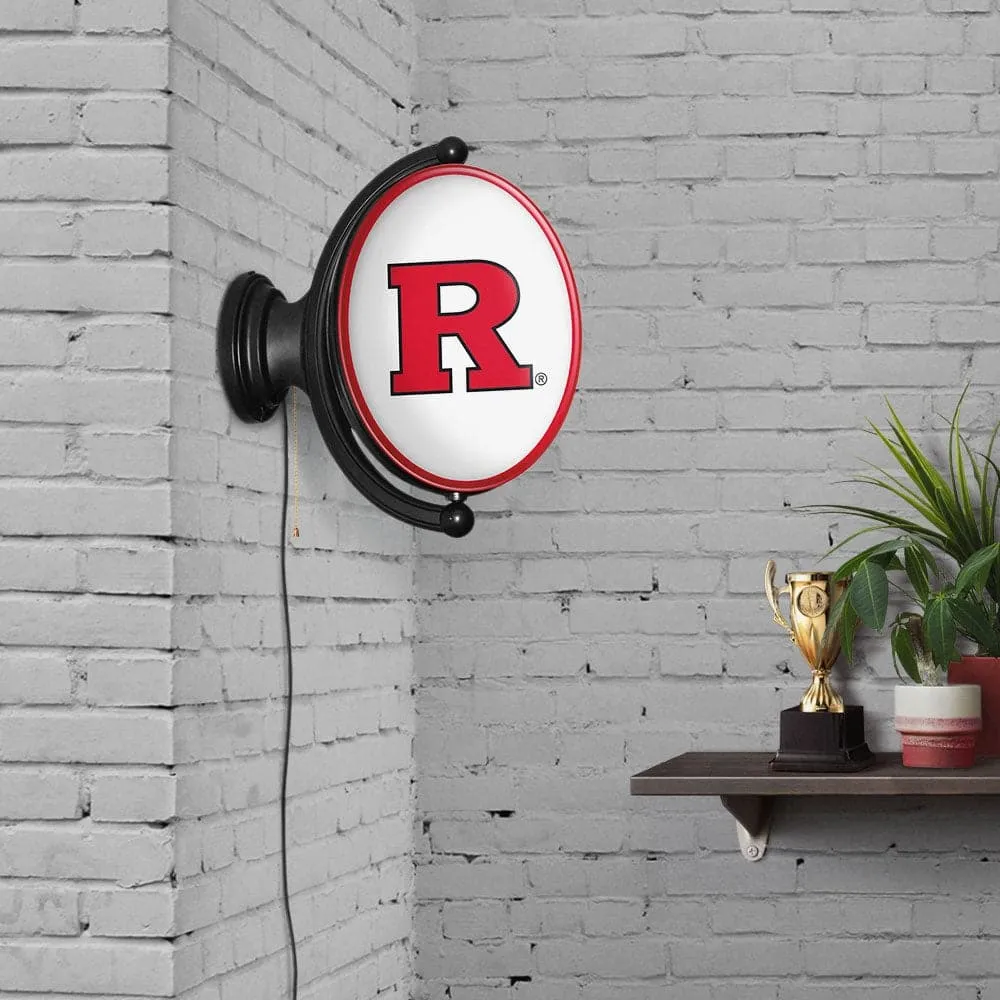 Rutgers Scarlet Knights: Original Oval Rotating Lighted Wall Sign