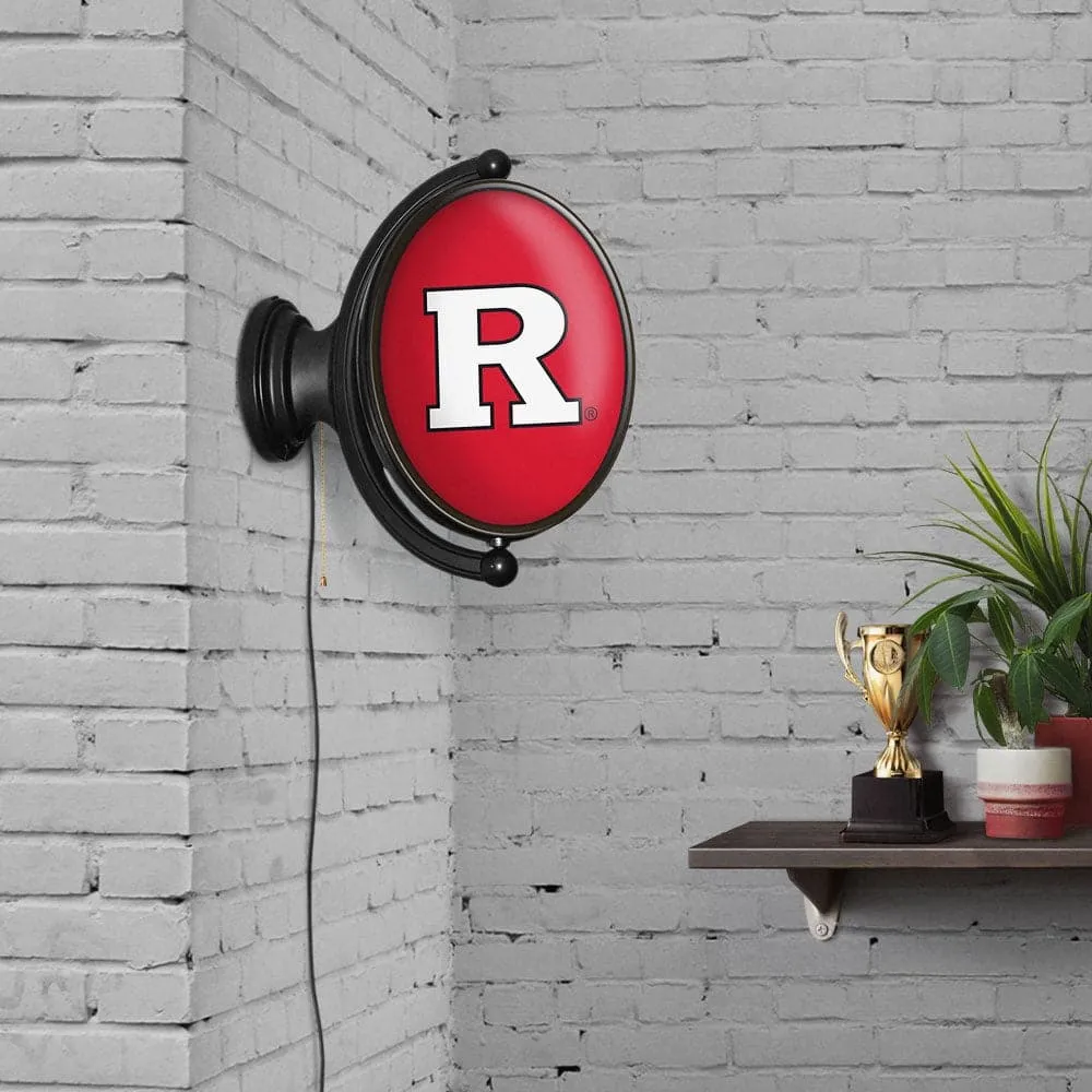 Rutgers Scarlet Knights: Original Oval Rotating Lighted Wall Sign