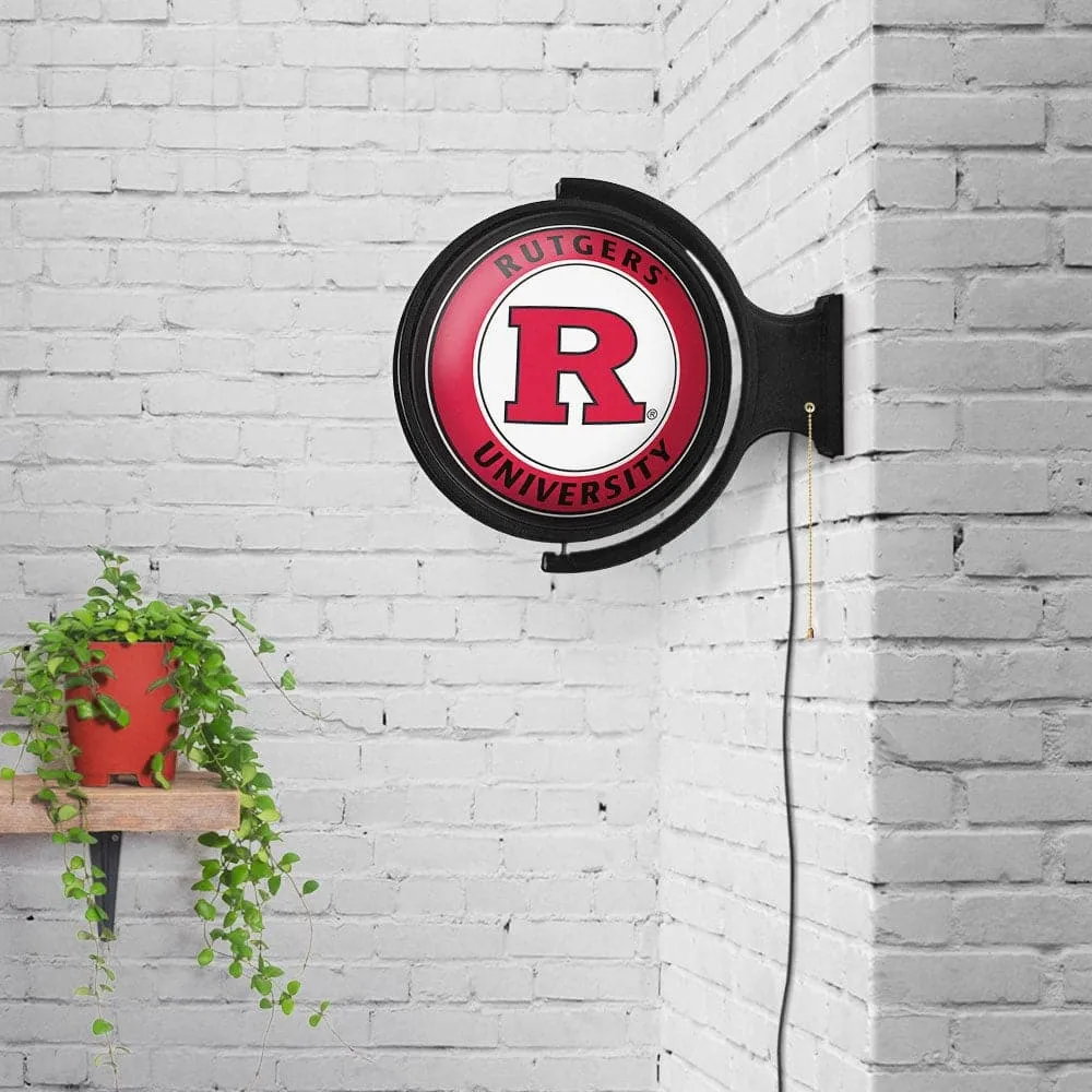 Rutgers Scarlet Knights: Original Round Rotating Lighted Wall Sign