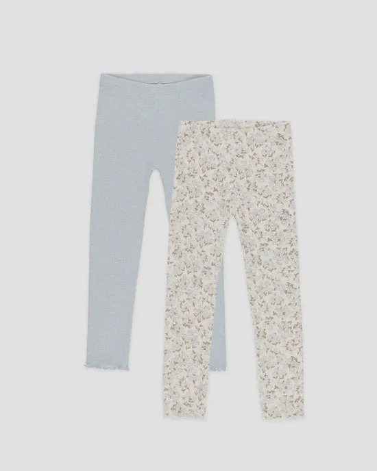 Rylee & Cru - Ribbed Legging Set - Blue Ditsy, Light Blue