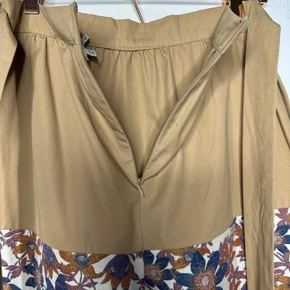 Sachin &amp; Babi Womens Floral Jacquard Maxi Skirt Size 6 Tan Waist Sash NWT‎