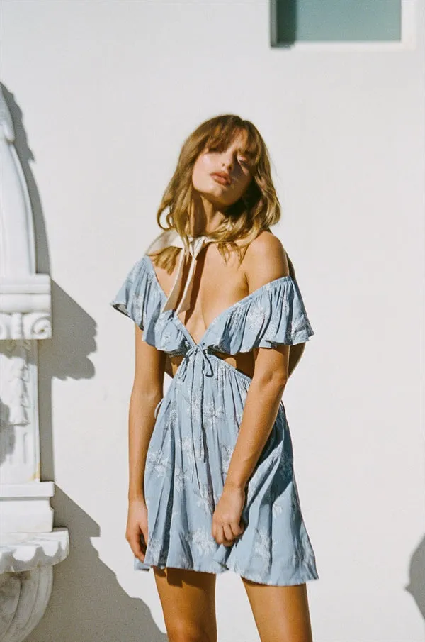 Safiya Frill Dress - Blue