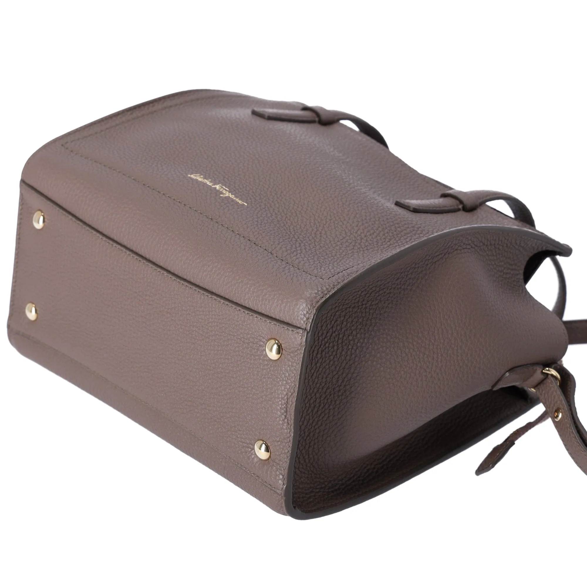 Salvatore Ferragamo Amy Handbag Gray Beige Leather Small Crossbody