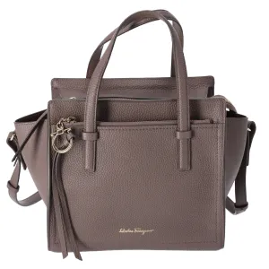 Salvatore Ferragamo Amy Handbag Gray Beige Leather Small Crossbody