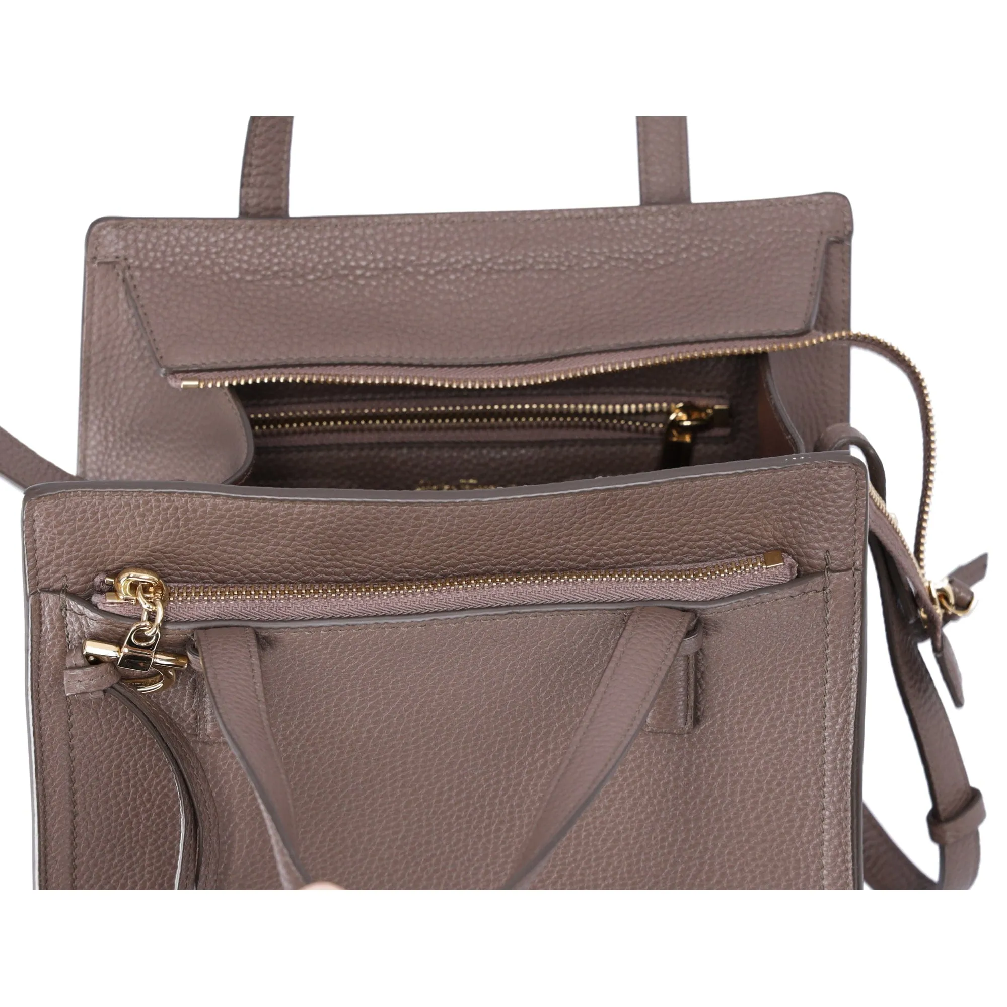 Salvatore Ferragamo Amy Handbag Gray Beige Leather Small Crossbody