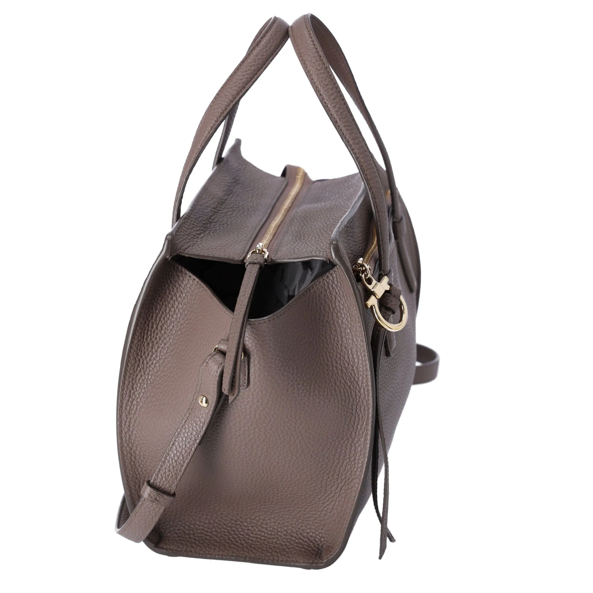 Salvatore Ferragamo Amy Handbag Gray Beige Leather Small Crossbody