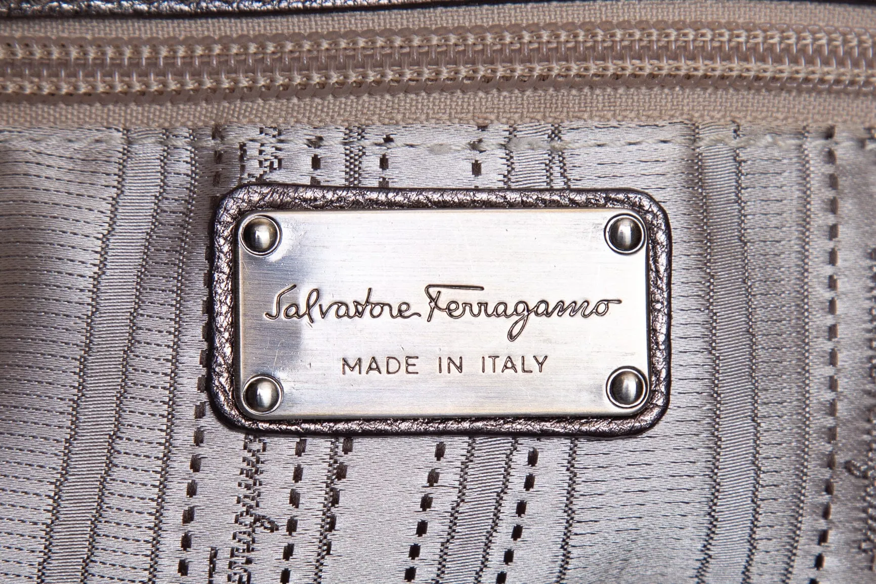 Salvatore Ferragamo Silver Sequin Tote