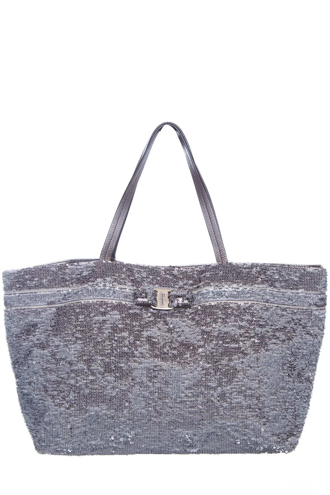 Salvatore Ferragamo Silver Sequin Tote