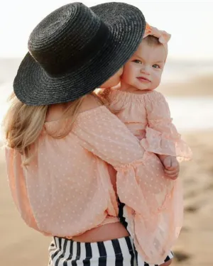 Savanna Off-the-Shoulder Dot Top - Pretty 'n Peach
