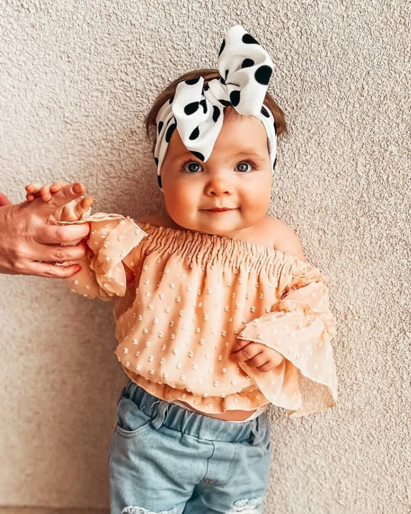 Savanna Off-the-Shoulder Dot Top - Pretty 'n Peach