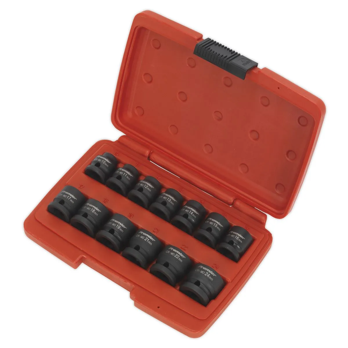 Sealey Premier 13 Piece 1/2" Drive Low Profile Impact Socket Set 10-24mm WallDrive