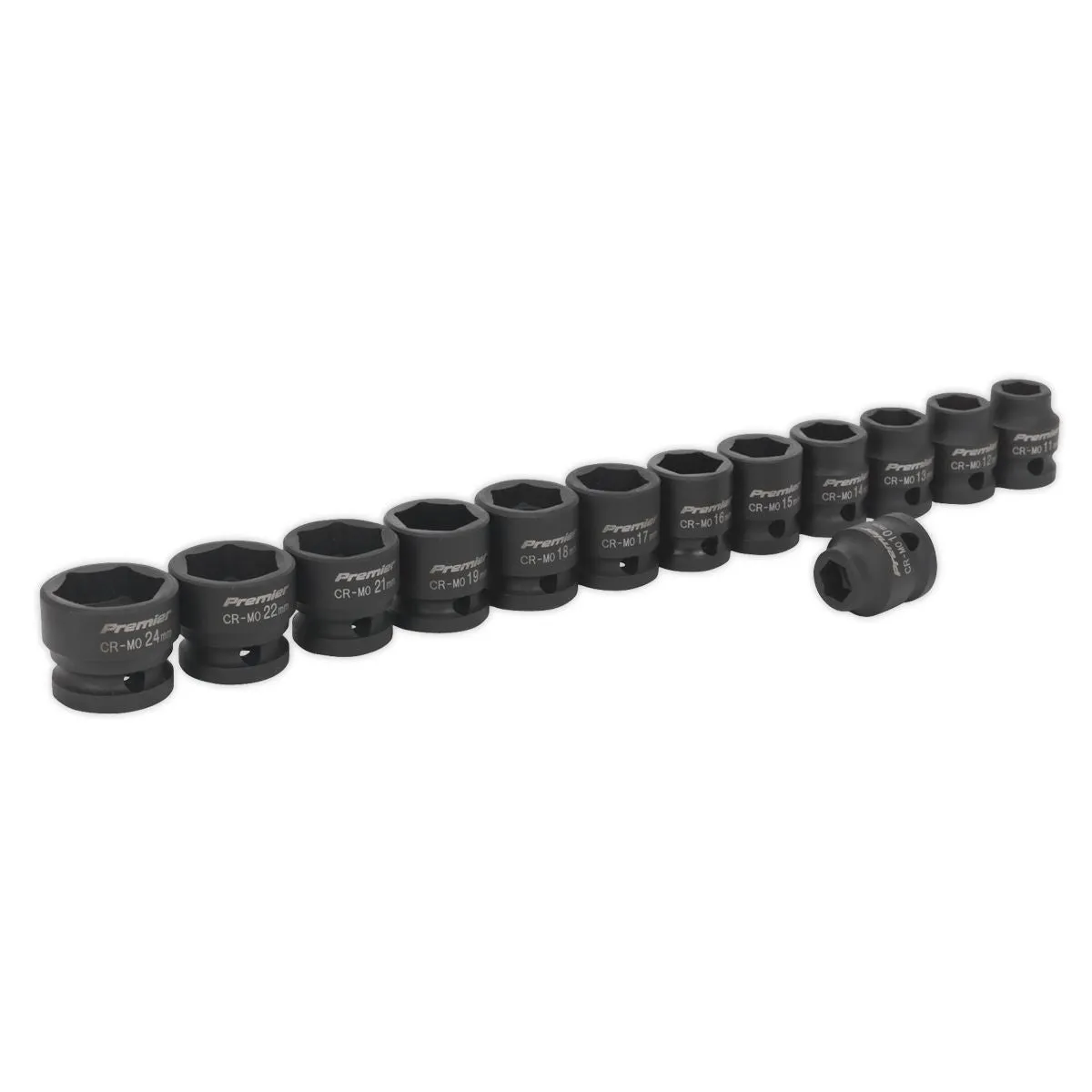 Sealey Premier 13 Piece 1/2" Drive Low Profile Impact Socket Set 10-24mm WallDrive
