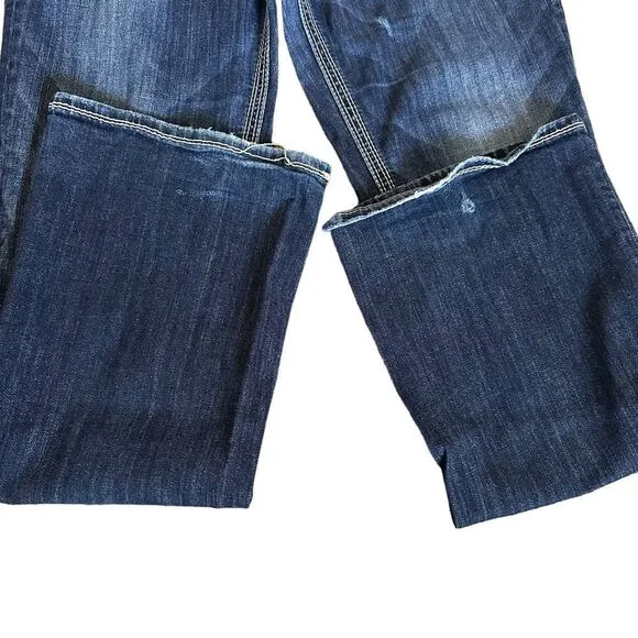 Silver Dark Wash Boot Flare Suki Surplus Flap Pocket Denim Relaxed Stretch Jeans