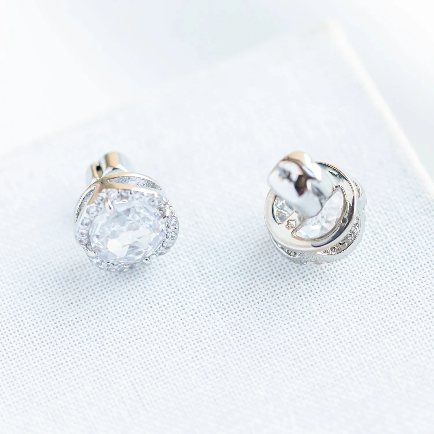 Silver That Sparkle Pave Round Large Stud Earrings