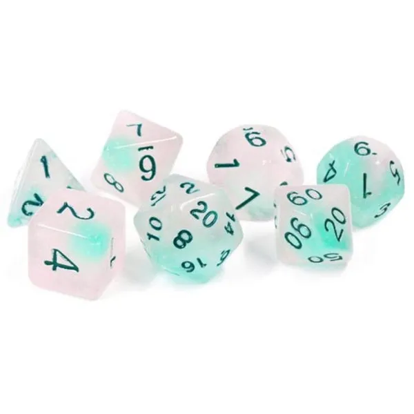 Sirius Dice Set - Cotton Candy Glowworm, Glow in the Dark Poly Set