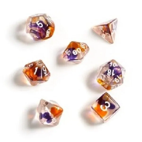 Sirius Dice Set - Purple, Orange Clear