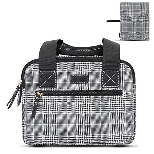 Skycase Insulated Washable Utensils Pouch, Bento Tote Bag for Women, Men, Lunch Box Organizer for Office/Travel/Picnic/Camping, Plaid Black