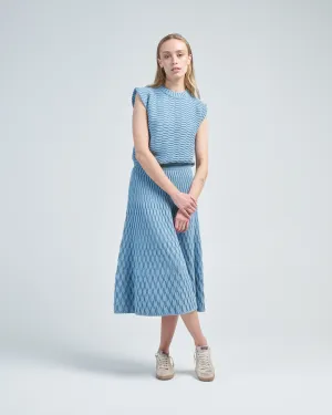 sleeveless structured top in zellige stitch
