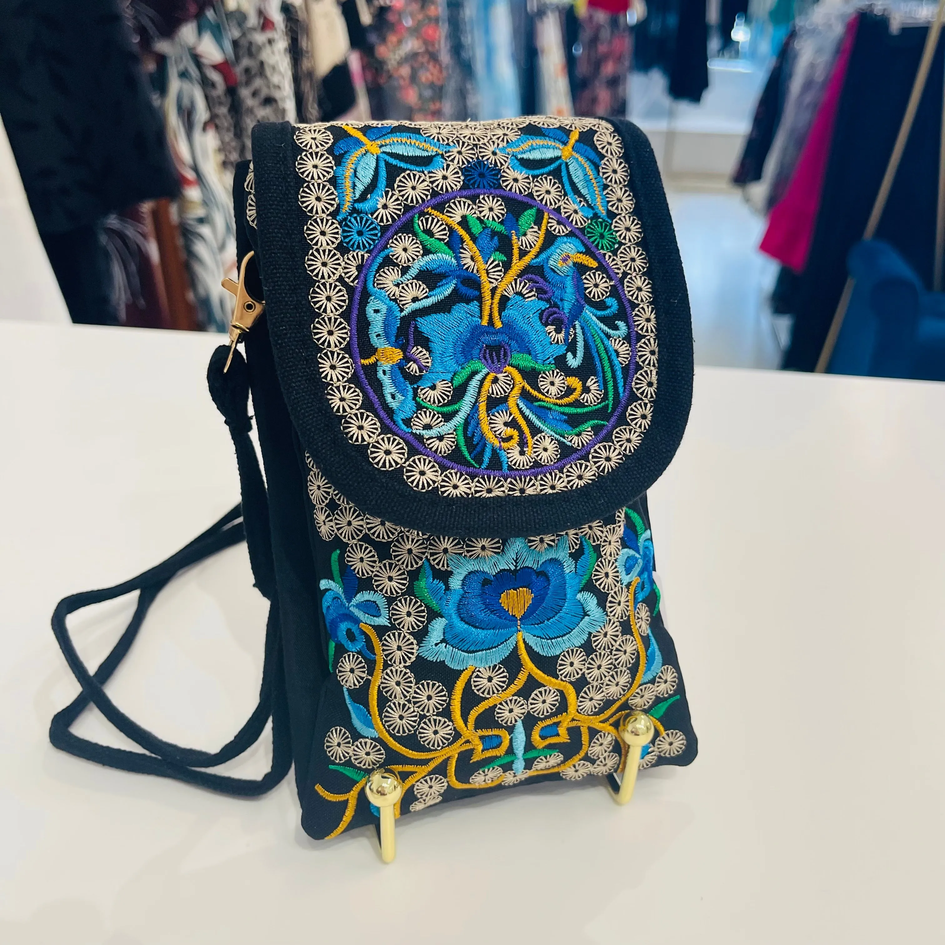 Small Embroidered cross body shoulder phone bag