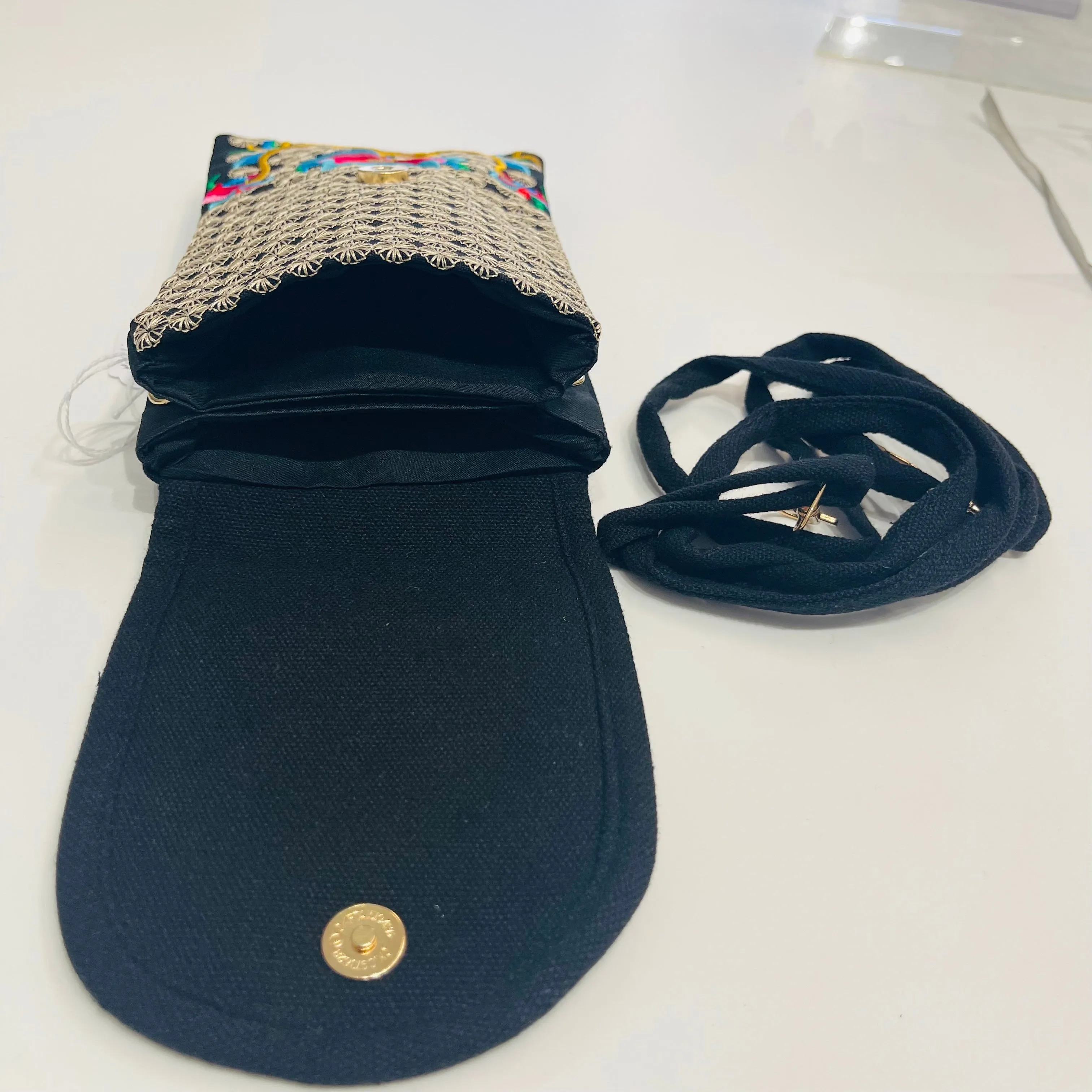 Small Embroidered cross body shoulder phone bag