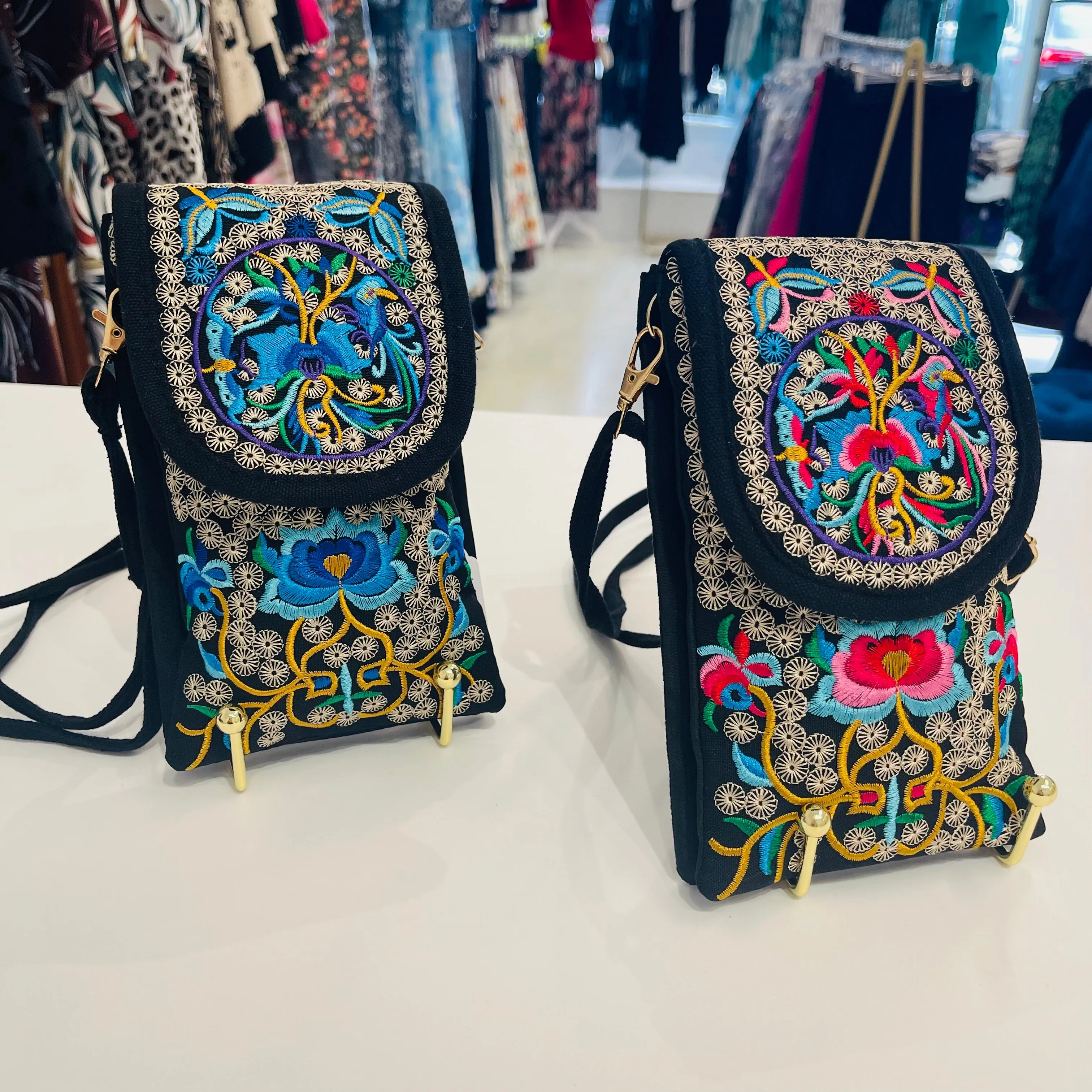 Small Embroidered cross body shoulder phone bag
