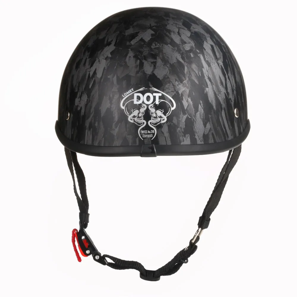 Smallest & Lightest DOT Polo Half Helmet - Carbon Fiber Black