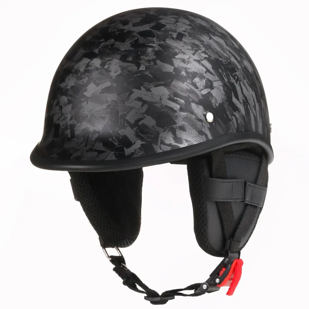 Smallest & Lightest DOT Polo Half Helmet - Carbon Fiber Black