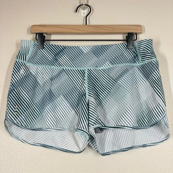 SmartWool Running Shorts Lined Blue Stripe Merino Sport Activewear Medium